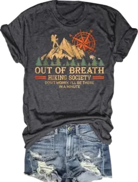 Women Graphic Tees Summer Camping Moutain Adventure Wild Outdoor Short Sleeve Loose Tee Tops