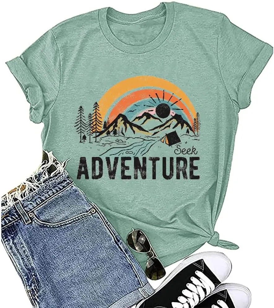 Women Mountain Adventure Workout Tanks Hiking Camping Graphic Athletic Sleeveless Funny Tee Tops