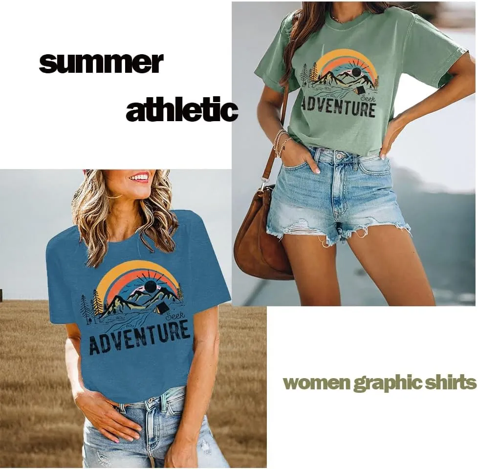 Women Mountain Adventure Workout Tanks Hiking Camping Graphic Athletic Sleeveless Funny Tee Tops