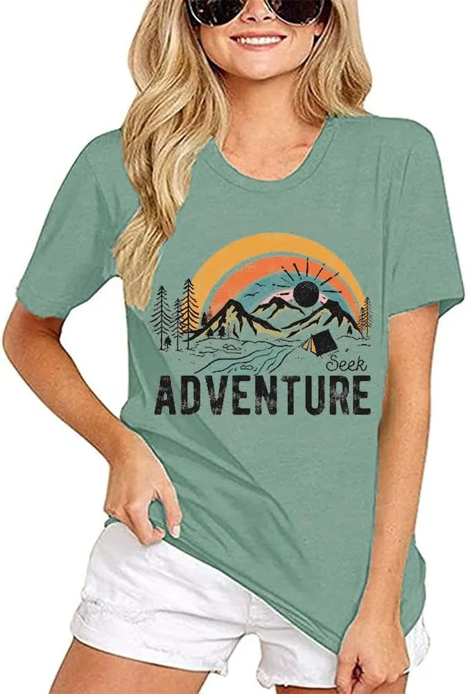 Women Mountain Adventure Workout Tanks Hiking Camping Graphic Athletic Sleeveless Funny Tee Tops