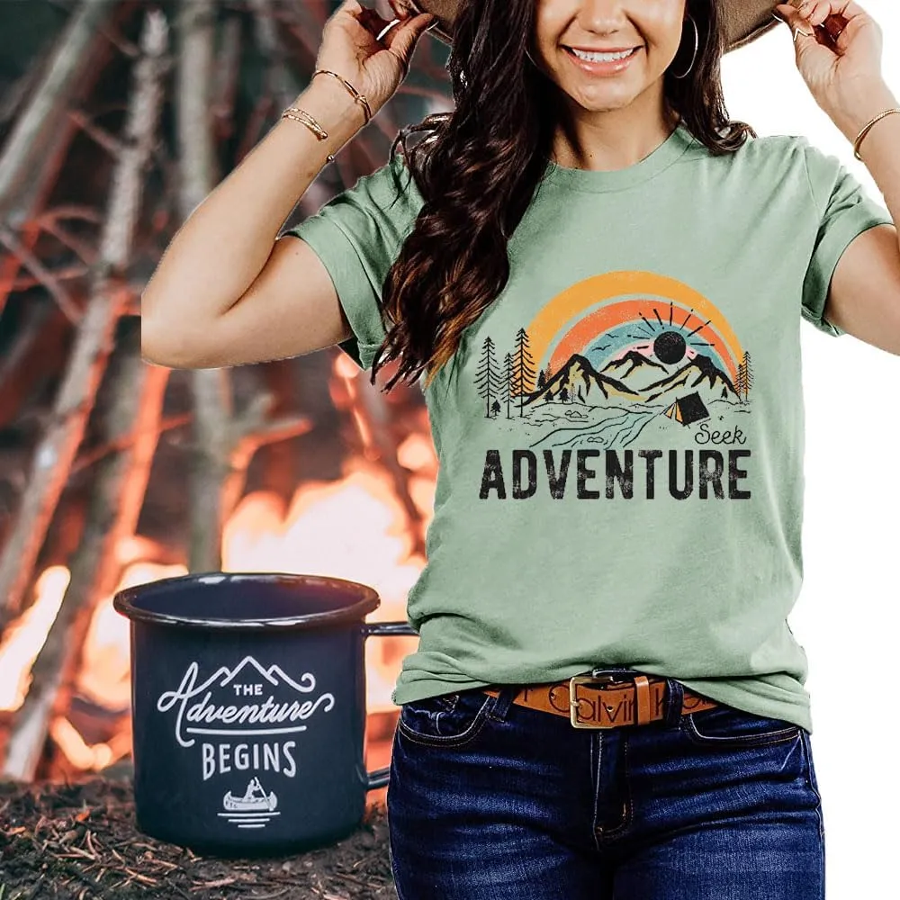 Women Mountain Adventure Workout Tanks Hiking Camping Graphic Athletic Sleeveless Funny Tee Tops