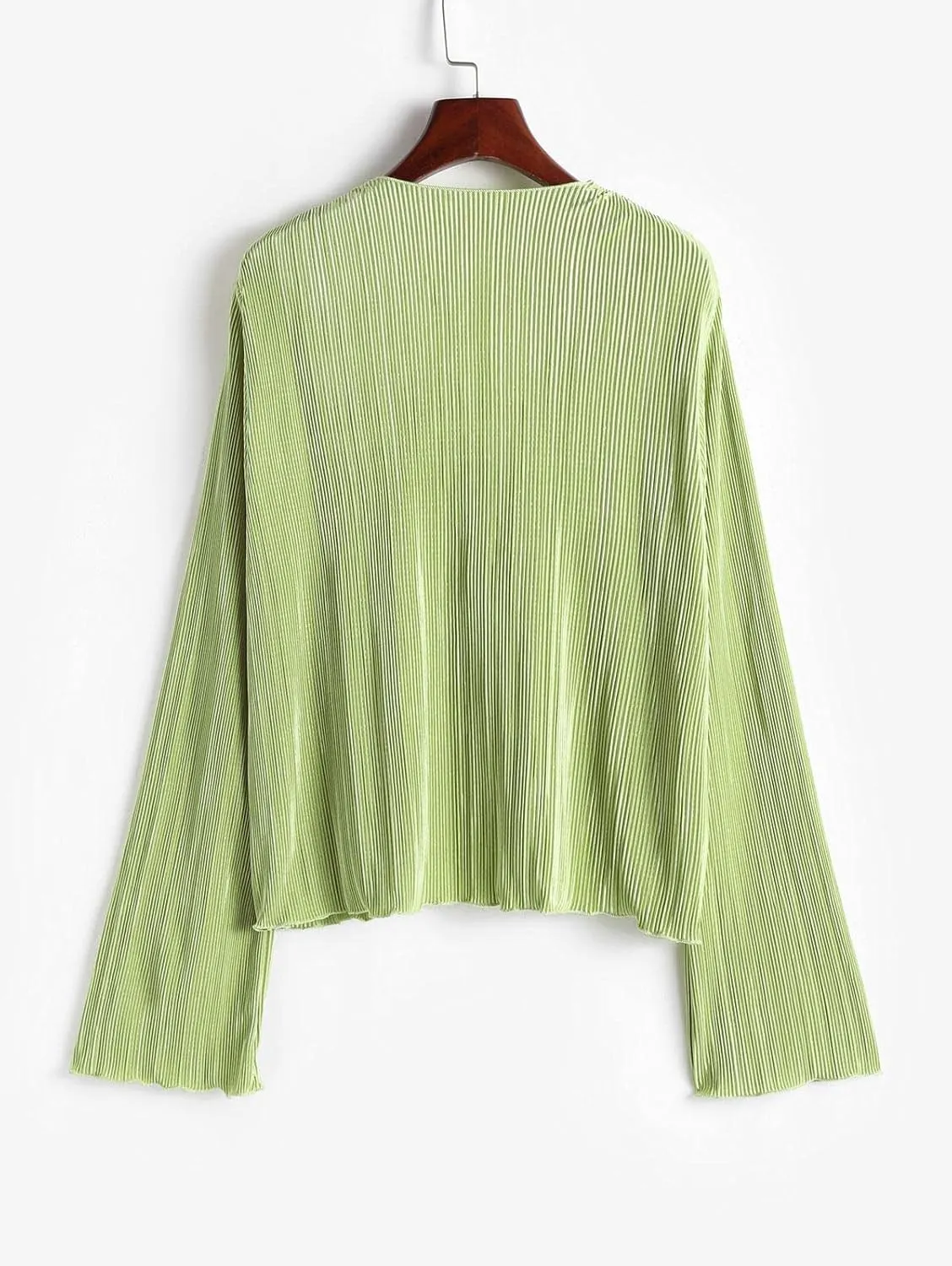 Women Sheer Button Up Blouse Sexy Collared Shirts Mesh Flare Sleeve Crop Top Y2k Vintage Streetwear