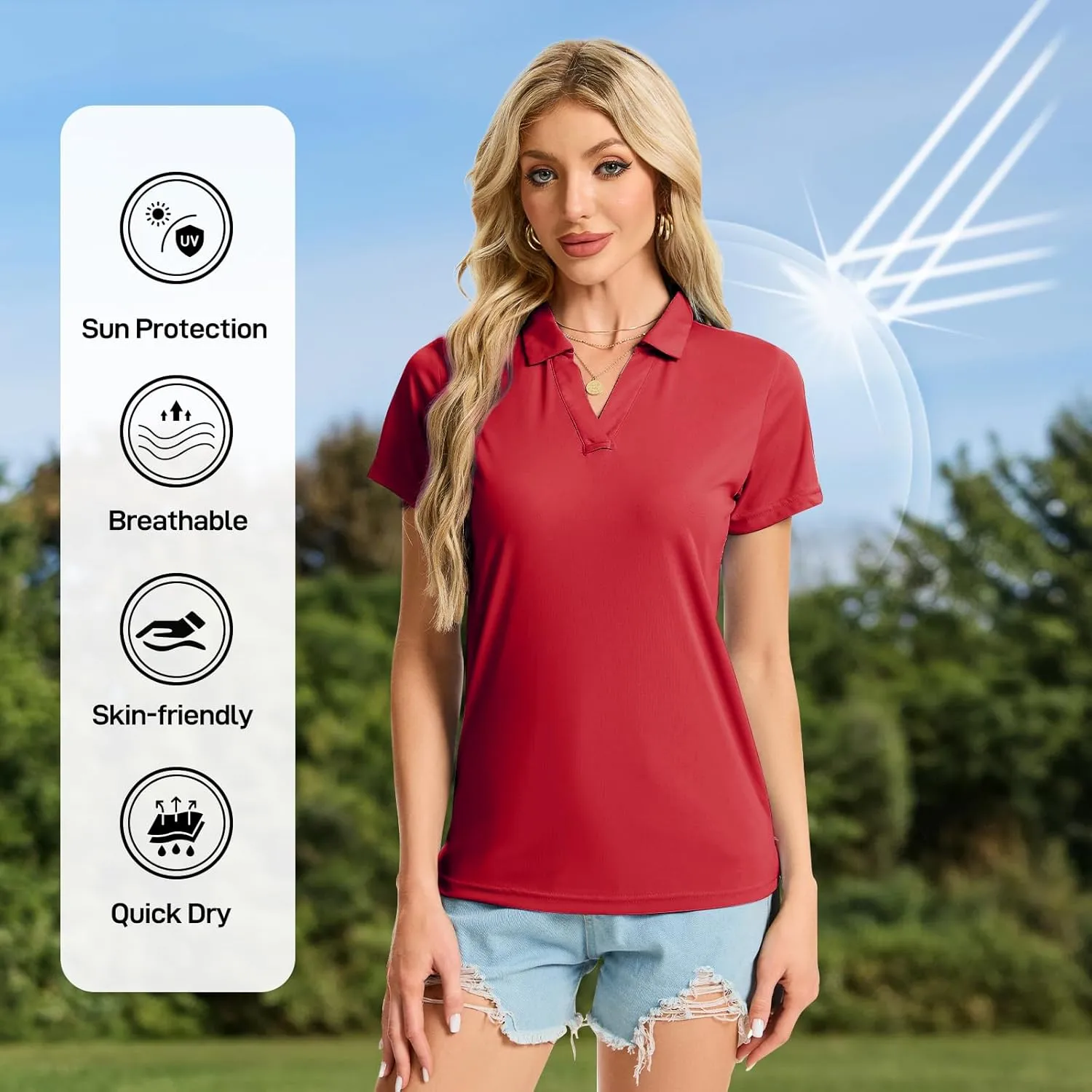 Women's Polo Shirts Short Sleeve Quick Dry UPF 50  Sun Protection Business Casual Collared Shirt Tennis Golf Shirt Work Tops