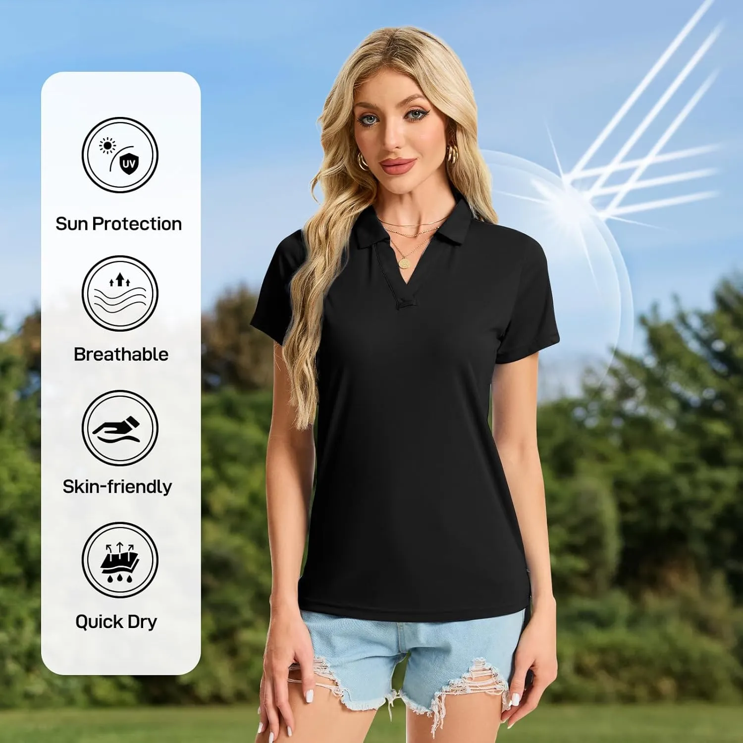 Women's Polo Shirts Short Sleeve Quick Dry UPF 50  Sun Protection Business Casual Collared Shirt Tennis Golf Shirt Work Tops