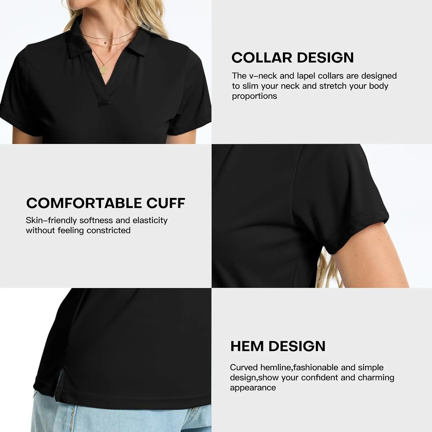 Women's Polo Shirts Short Sleeve Quick Dry UPF 50  Sun Protection Business Casual Collared Shirt Tennis Golf Shirt Work Tops