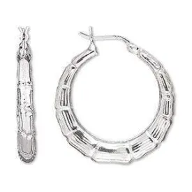 Womens Sterling Silver .925 Bamboo Hoop Earring