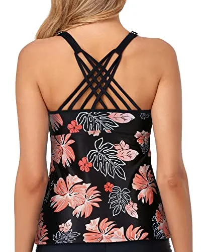 Womens Tankini Top Swimsuits Athletic Tummy Control Bathing Suit Tops